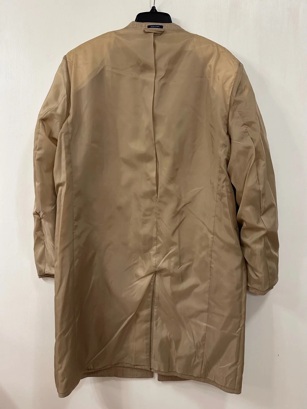 NWT Stafford Mens Sz XXL 100% Wool Oatmeal Beige Long Coat With Scarf $260
